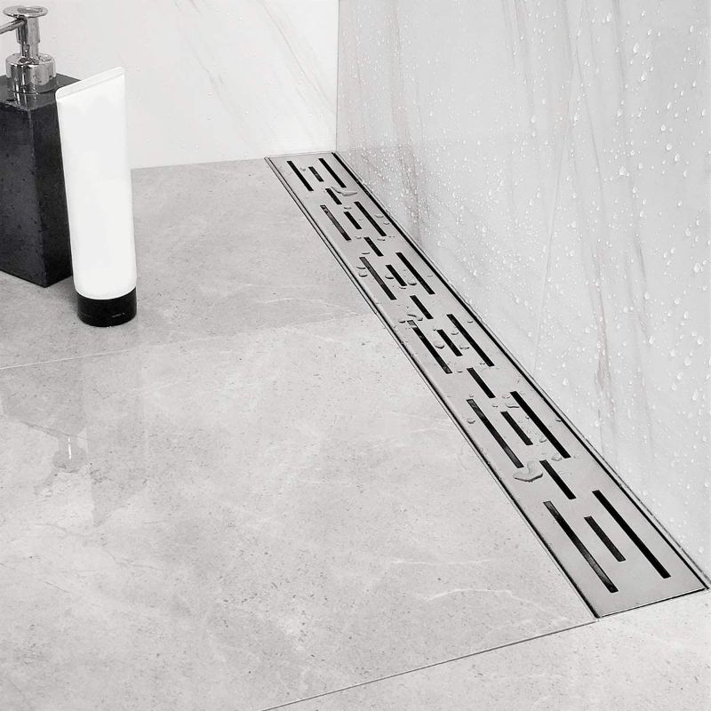 Photo 1 of 8 Inch Rectangular Linear Shower Drain with Brick Pattern Grate