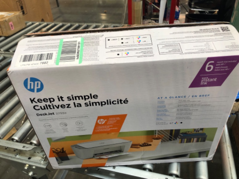 Photo 2 of HP DeskJet 2755e Wireless Color All-in-One Printer with bonus 6 months Instant Ink (26K67A), white