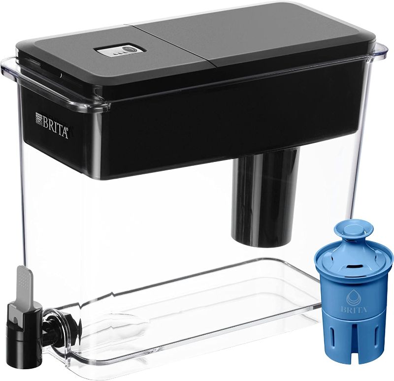 Photo 1 of Brita XL Water Filter Dispenser for Tap and Drinking Water with 1 Elite Filter, Reduces 99% Of Lead, Lasts 6 Months, 27-Cup Capacity, BPA Free, Black