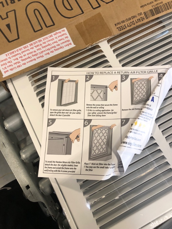 Photo 2 of 14"W x 14"H [Duct Opening Measurements] Steel Return Air Filter Grille [Removable Door] for 1-inch Filters | Vent Cover Grill, White | Outer Dimensions: 16 5/8"W X 15 5/8"H for 14x14 Duct Opening Duct Opening style: 14 Inchx14 Inch