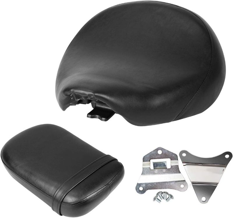 Photo 1 of Ambienceo Motorcycle seat Rear Pillion Rectangular Front Rider Driver Rear Passanger Seat Pillion Cushion Pad with Bracket Set for Honda Shadow Spirit VT750 ACE VT750C VT750CD 1998-2003
