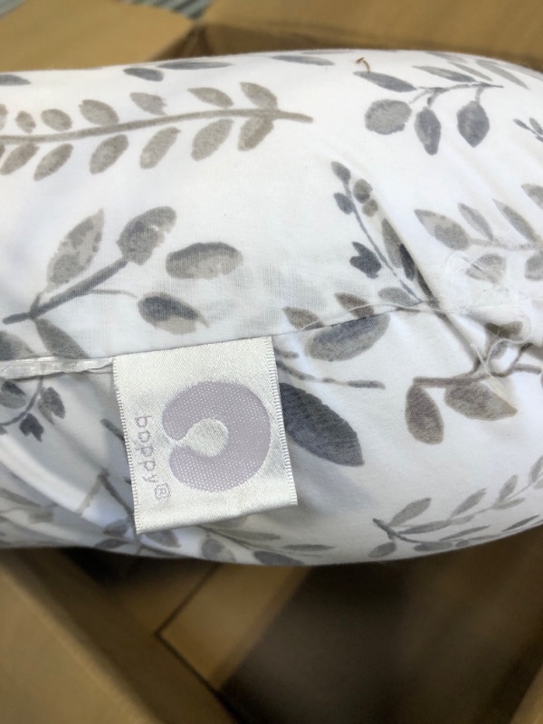 Photo 1 of Boppy Original Support Nursing Pillow, Gray Taupe Leaves, Ergonomic Breastfeeding, Bottle Feeding, and Bonding, Firm Hypoallergenic Fiber Fill, Removable Cover, Machine Washable