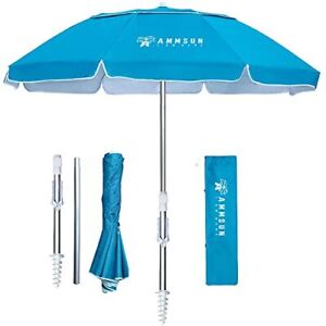 Photo 1 of AMMSUN 6.5ft twice folded compact Portable beach umbrella with sand anchor