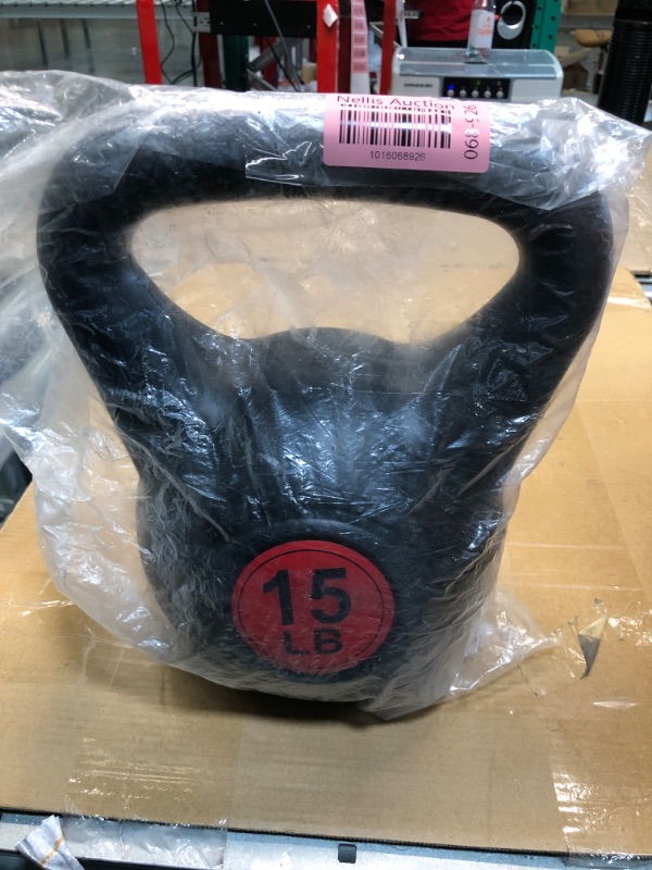 Photo 1 of Amazon Basics Vinyl Coated Cast Iron Kettlebell Weight 15lb Kettlebell