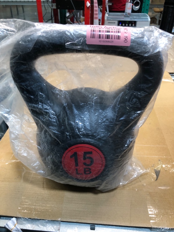 Photo 2 of Amazon Basics Vinyl Coated Cast Iron Kettlebell Weight 15lb Kettlebell