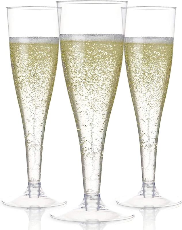 Photo 1 of 20 Plastic Champagne Flutes Disposable | Clear Plastic Champagne Glasses for Parties | Clear Plastic Cups | Plastic Toasting Glasses | Mimosa Glasses | New Years Eve Party Supplies 2023 Clear (20 Pack)