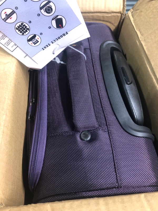 Photo 1 of Coolife Underseat Carry On Luggage Suitcase Softside Lightweight Rolling Travel Bag Spinner Suitcase Compact Upright 4 Dual Wheel Bag purple Underseat 14-Inch
