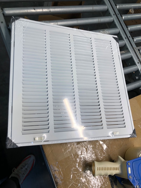 Photo 3 of 16" X 16" Steel Return Air Filter Grille for 1" Filter - Easy Plastic Tabs for Removable Face/Door - HVAC Duct Cover - Flat Stamped Face - White [Outer Dimensions: 17.75 X 17.75]