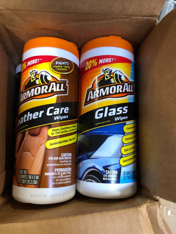 Photo 4 of Armor All Interior Car Cleaning Wipes Kit, Disinfects, Protects, and Cleans Car Interiors, Includes Leather Care Wipes, Glass Wipes, Disinfectant Wipes, and Protectant Wipes, 4 Count Car Cleaning Kit