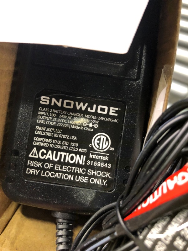 Photo 4 of Snow Joe + Sun Joe 24VCHRG-AC Lithium Ion Battery Charger | 24 Volt