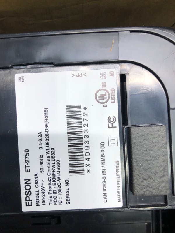 Photo 1 of Epson EcoTank ET-2750 Wireless Color All-in-One Cartridge-Free Supertank Printer with Scanner, Copier and Ethernet, Regular EcoTank ET-2750 - Renewed