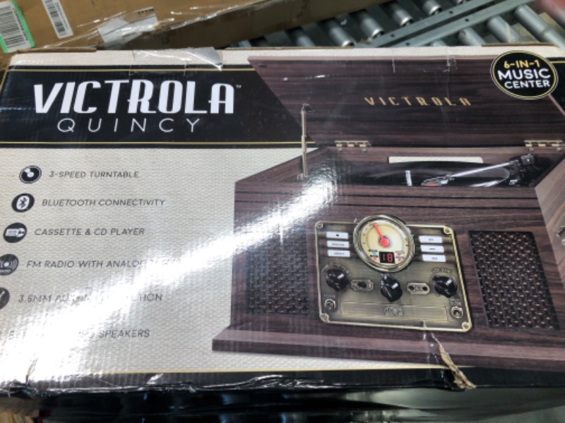 Photo 1 of Victrola Nostalgic 6-in-1 Bluetooth Record Player & Multimedia Center with Built-in Speakers - 3-Speed Turntable, CD & Cassette Player, AM/FM Radio | Wireless Music Streaming | Espresso Espresso Entertainment Center