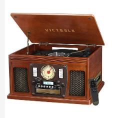 Photo 1 of Victrola Navigator 8-in-1 Classic Bluetooth Record Player with USB Encoding and 3-Speed Turntable Bundle