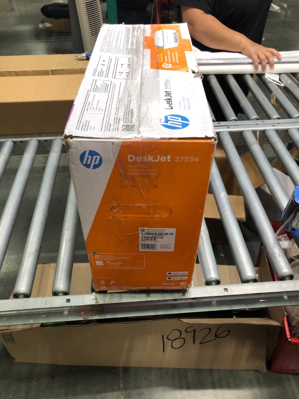 Photo 1 of HP DeskJet 2755e Wireless Color All-in-One Printer with bonus 6 months Instant Ink (26K67A), white