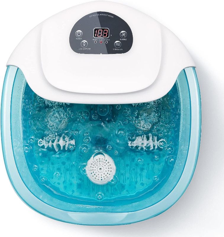 Photo 1 of Maxkare Foot Spa/Bath Massager with Heat Bubbles Vibration 3 in 1 Function, 4 Massaging Rollers Pedicure for Tired Feet Help Sleep Home Use