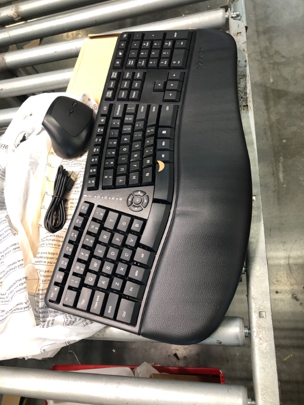 Photo 3 of MEETION Ergonomic Wireless Keyboard and Mouse, Ergo Keyboard with Vertical Mouse, Split Keyboard with Cushioned Wrist, Palm Rest, Natural Typing, Rechargeable, Full Size, Windows/Mac/Computer/Laptop