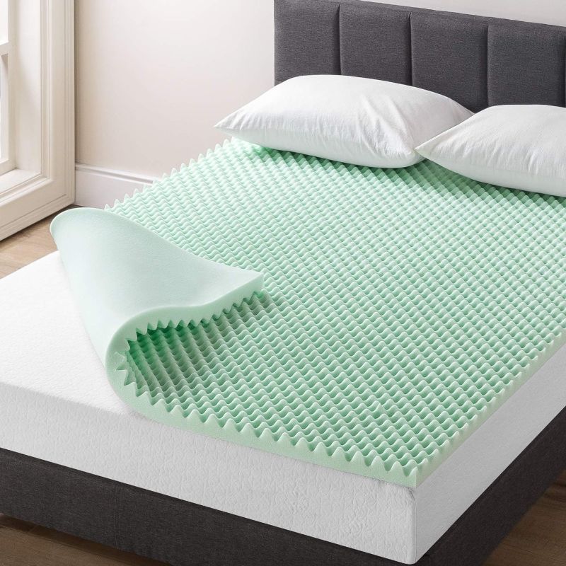 Photo 1 of Best Price Mattress 2 Inch Egg Crate Memory Foam Mattress Topper with Calming Aloe Infusion, CertiPUR-US Certified, Twin Green Twin 2 Inch 2 Inch