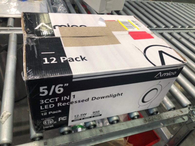 Photo 2 of Amico 5/6 inch 3CCT LED Recessed Lighting 12 Pack, Dimmable, IC & Damp Rated, 12.5W=100W, 950LM Can Lights with Baffle Trim, 3000K/4000K/5000K Selectable, Retrofit Installation - ETL & FCC Certified 3000k/4000k/5000k-3cct 5/6 Inch