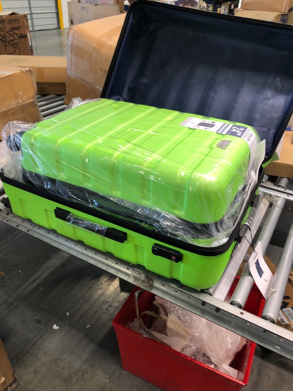 Photo 4 of Coolife Luggage 3 Piece Set Suitcase Spinner Hardshell Lightweight TSA Lock 4 Piece Set apple green2