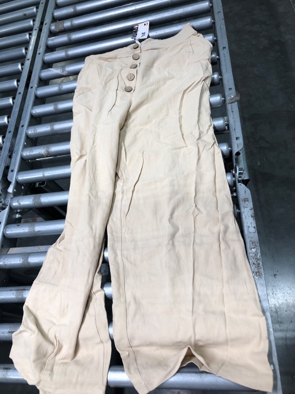 Photo 3 of COWOKA Women's Loose High Waist Button Up Cotton Linen Palazzo Wide Leg Summer Casual Pants