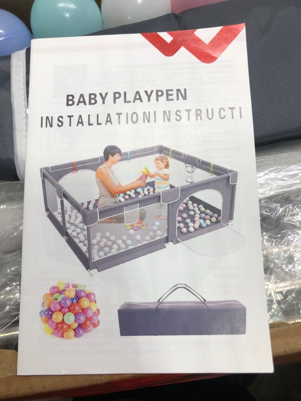 Photo 1 of Baby Playpen, 79 x 63 Inches Extra Large Playpen with 50 PCS Ocean Balls, Indoor & Outdoor Kids Activity Center, Infant Safety Gates with Breathable Mesh,Sturdy Play Yard for Babies and Toddlers