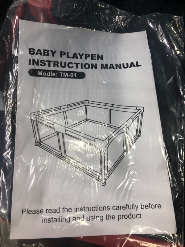 Photo 1 of Tmsene Baby Playpen, Play Pens for Babies and Toddlers, Baby Playard with Zipper Gates, Indoor & Outdoor Playard for Kids Activity Center, Sturdy Safety Baby Fence with Breathable Mesh, Grey
