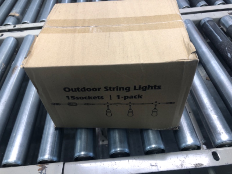 Photo 2 of 3 Color Outdoor LED Dimmable String Lights for Patio with Remote, Plug in 48FT Waterproof LED Edison Bulb String Light, Warm White Daylight White Shatterproof LED Light String for Cafe Bistro Pergola
