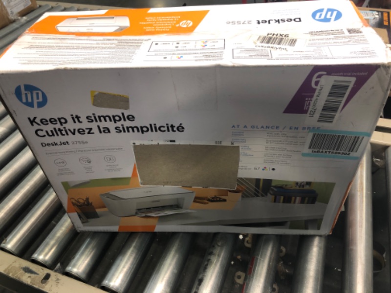 Photo 2 of HP DeskJet 2755e Wireless Color All-in-One Printer with bonus 6 months Instant Ink (26K67A), white