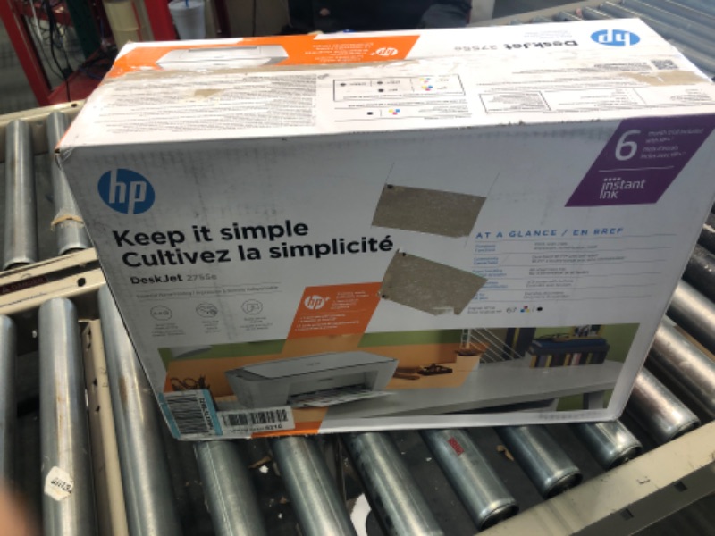 Photo 1 of HP DeskJet 2755e Wireless Color All-in-One Printer with bonus 6 months Instant Ink (26K67A), white