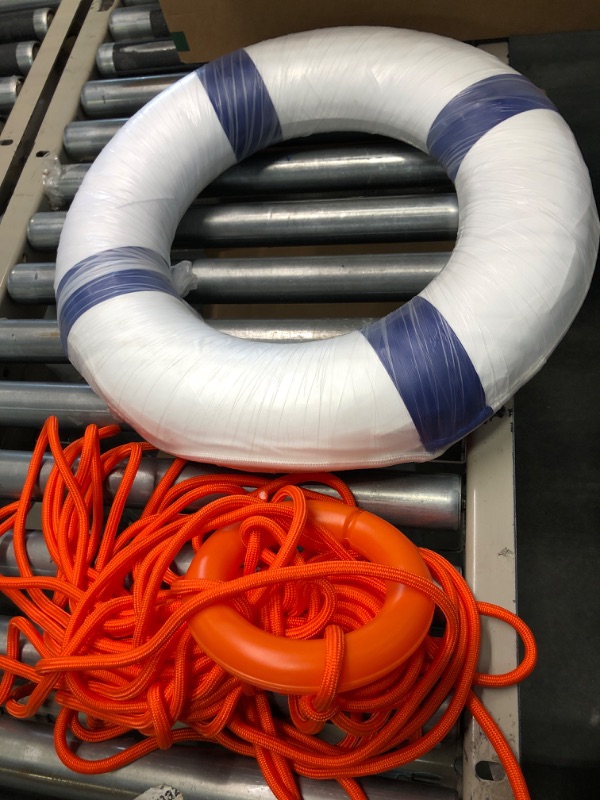 Photo 3 of 20 inch Diameter Swim Foam Ring with Water Floating Lifesaving Rope 98.4FT Set.Outdoor Throwing Ring Rope Rescue Lifeguard Lifesaving. blue