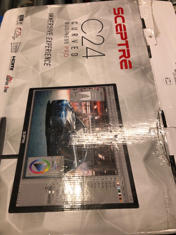 Photo 1 of Sceptre 24" Curved 75Hz Gaming LED Monitor Full HD 1080P HDMI VGA Speakers & Acer SB220Q bi 21.5 Inches Full HD (1920 x 1080) IPS Ultra-Thin Zero Frame Monitor (HDMI & VGA Port), Black Monitor Monitor + 21.5'' Zero Frame Monitor