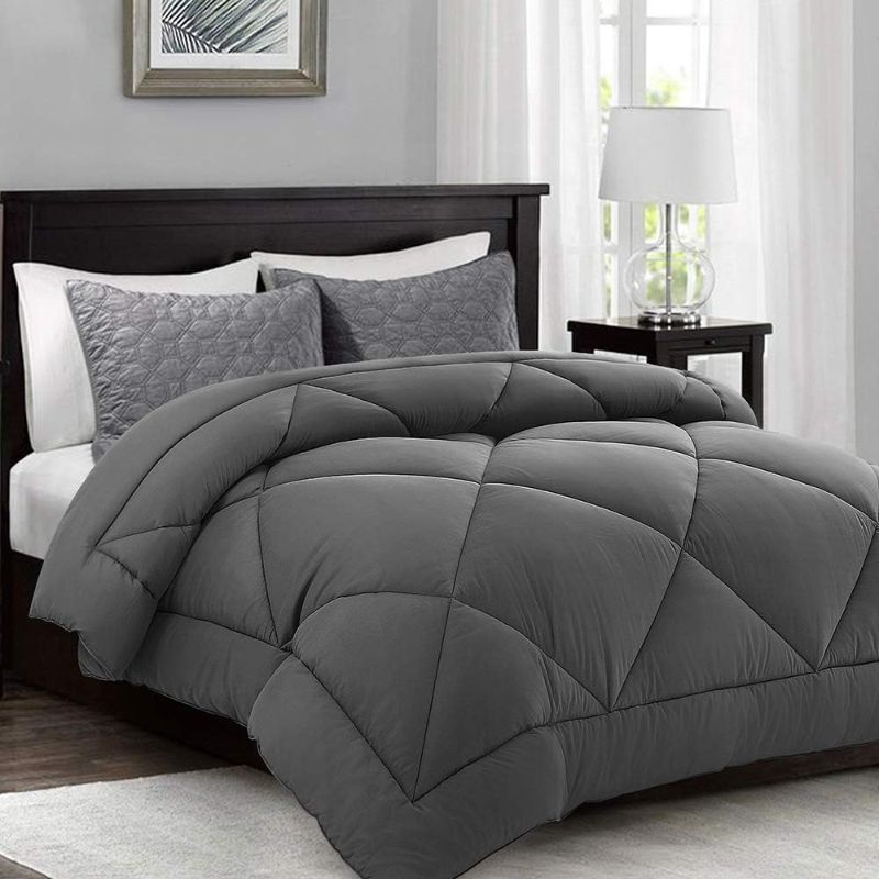 Photo 1 of All-Season Queen Size Comforter-Soft and Cooling Comforter for Restful Sleep-Down Alternative Quilted Comforter-2100 Series Duvet Insert with Corner Tabs(Grey,Queen,88"x88")