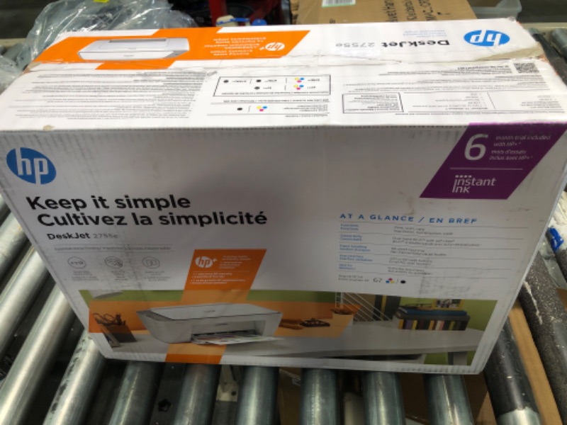 Photo 2 of HP DeskJet 2755e Wireless Color All-in-One Printer with bonus 6 months Instant Ink (26K67A), white