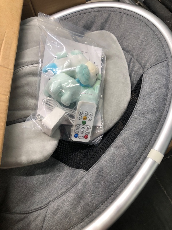 Photo 1 of BabyBond Baby Swings for Infants, Bluetooth Infant Swing with Preset Lullabies, 5 Point Harness Belt, 5 Speeds and Remote Control - Portable Baby Swing for Indoor and Outdoor (Grey)