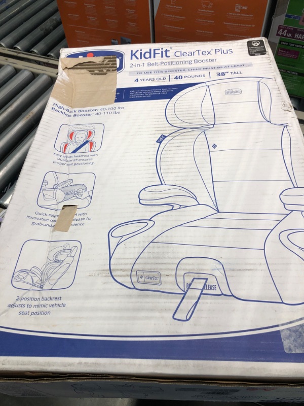 Photo 1 of Chicco KidFit ClearTex Plus 2-in-1 Belt-Positioning Booster Car Seat, Backless and High Back Booster Seat, for Children Aged 4 Years and up and 40-100 lbs. | Drift/Grey KidFit Plus with ClearTex® No Chemicals Drift/Grey