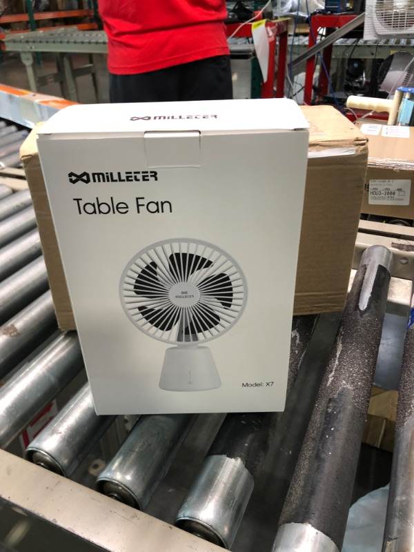 Photo 1 of MILLETER USB Desk Fan, 3000mAh Rechargeable Oscillating Table Fan, 6.7 Inch Portable Desktop Fan with 3 Speeds Strong Airflow, Quiet Small Personal Fan for Home, Office, Dorm, Camping White