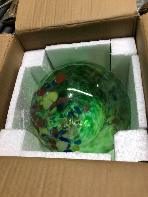 Photo 2 of ***NO BALL STAND*** Sunnydaze 10-Inch Green Artistic Glass Gazing Globe and 9-InchTall Black Steel Traditional Style Gazing Ball Stand Bundle