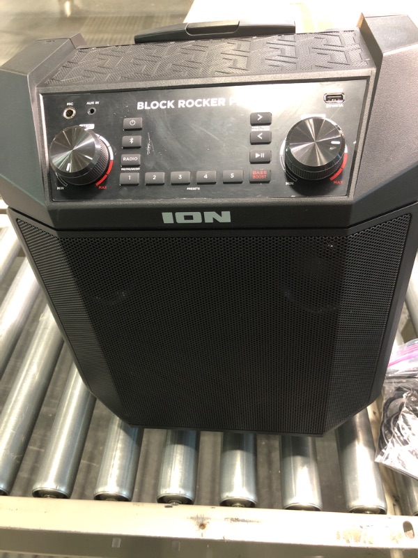 Photo 1 of ION Audio Block Rocker Plus - Portable Bluetooth Speaker 100W W/Battery, Karaoke Microphone, AM FM Radio, Wheels & Telescopic Handle and USB Charging, Black