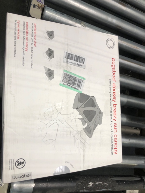 Photo 2 of Bugaboo Donkey Breezy Sun Canopy Stroller Accessory with UPF 50+ Sun Protection and Ventilation Panels, Misty Grey