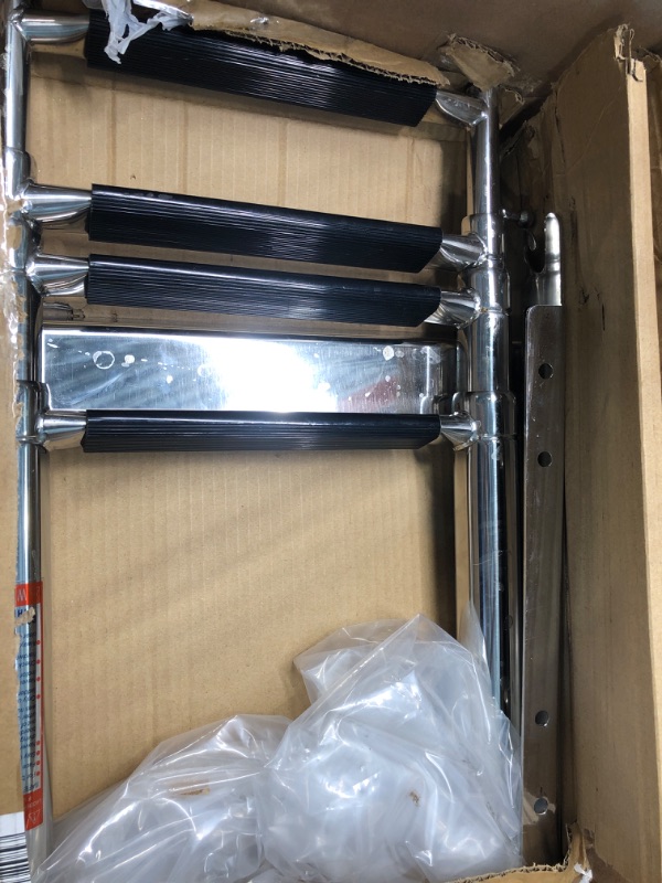 Photo 3 of 4-Step Ladder Stainless Steel Under Platform Sliding Ladder Boat Boarding Telescoping Ladder - Press-Type Spring Latch