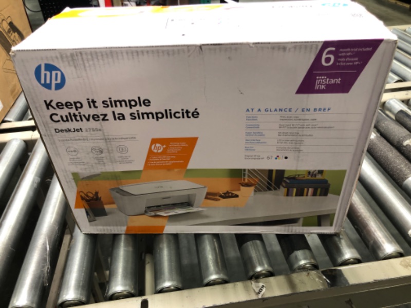 Photo 2 of HP DeskJet 2755e Wireless Color All-in-One Printer with bonus 6 months Instant Ink (26K67A), white