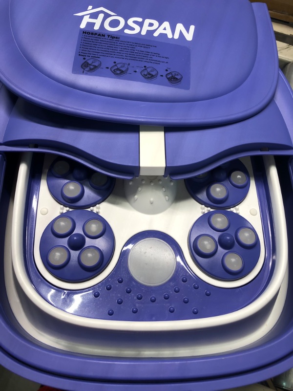 Photo 4 of HOSPAN (2022.8 Upgrade Collapsible Foot Spa Electric Rotary Massage, Foot Bath with Heat, Bubble, Remote, and 24 Motorized Shiatsu Massage Balls. Pedicure Foot Spa for Feet Stress Relief - FS02A Blue