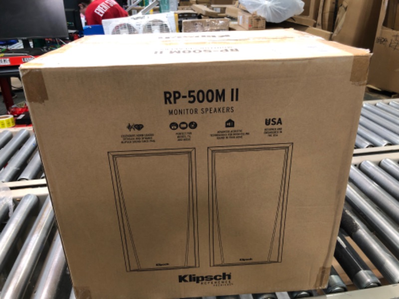 Photo 2 of Klipsch Reference Premiere RP-500M II Bookshelf Speaker Pair with Larger 90° x 90° Hybrid Tractrix® Horn, 1” Tweeter, 5.25” Cerametallic Woofers for Room-Filling Home Theater Sound in Walnut Brown