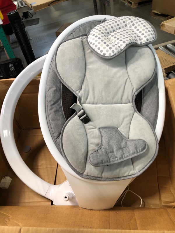 Photo 3 of Bluetooth Baby Swing for Infants, Compact & Portable Baby Rocker, 3 Seat Positions, 5 Swing Speed, 10 Lullabies, Remote Control, USB Plug-in Power, Reversible Cushion for All Seasons