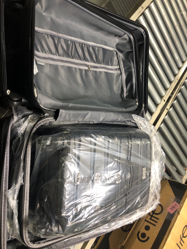 Photo 5 of Coolife Luggage 3 Piece Set Suitcase Spinner Hardshell Lightweight TSA Lock 4 Piece Set Black