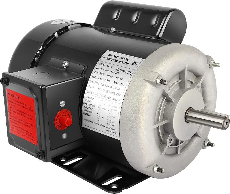 Photo 1 of 1/2HP Electric Motor 1750RPM Farm Duty Single Phase Motor 115-230V 56 Frame 5/8" Shaft Diameter 60HZ 4Pole TEFC CW/CCW