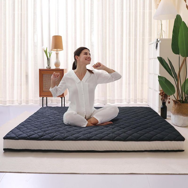 Photo 1 of  Japanese Floor Mattress Futon Mattress, Foldable Mattress, Roll Up Mattress Sleeping Tatami Mat Floor Lounger Guest Bed, Easy to Store and Portable for Camping Couch, Twin Full Queen