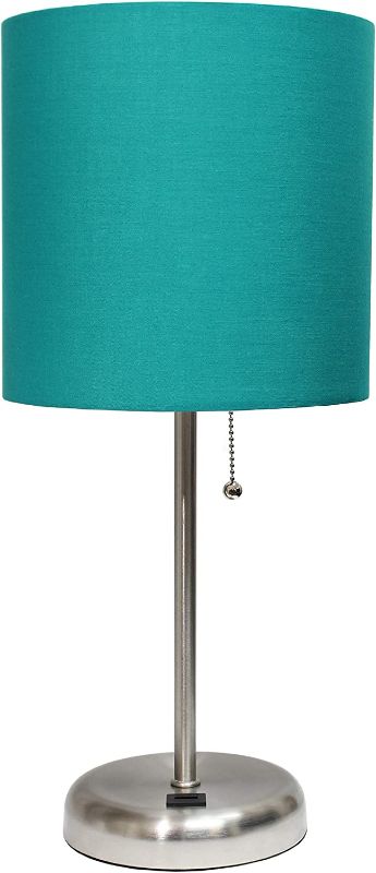 Photo 1 of 
Limelights LT2044-TEL Stick USB Charging Port and Table Lamp, Brushed Steel/Teal 8.5 x 8.5 x 19.5