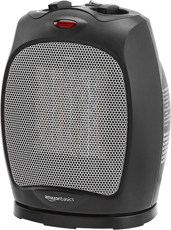 Photo 1 of Amazon Basics 1500W Oscillating Ceramic Heater with Adjustable Thermostat, Black