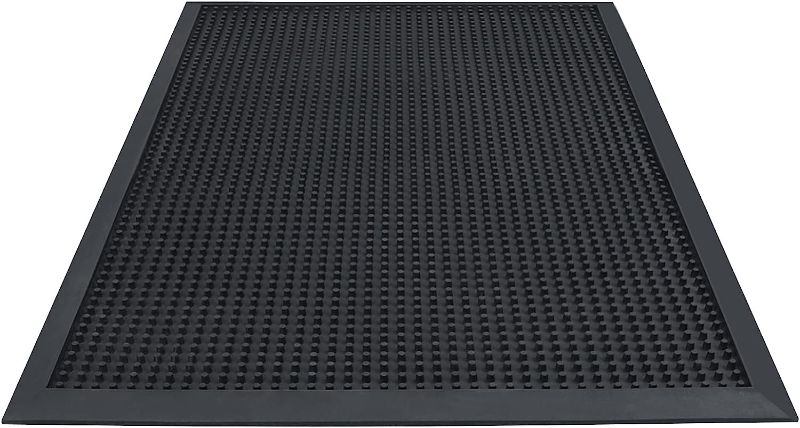 Photo 1 of Door Mat,Durable Rubber Outdoor Mats for Home Entrance,Doormat Indoor,Welcome Mat,Spiked Rubber Backing,Entryway Rug,Rubber Floor Mat for High Traffic Areas,Garage,Patio (Black, 24"x16")